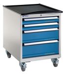 Schubladenschrank H792xB605xT695mm fahrb.2x75,1x150,1x200mm lichtgr./lichtbl.