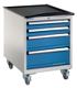 Schubladenschrank H792xB605xT695mm fahrb.2x75,1x150,1x200mm lichtgr./lichtbl.