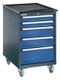 Schubladenschrank H992xB605xT695mm fahrb.2x100,2x150,1x200mm anthr.gr./taubenbl.