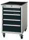 Schubladenschrank H992xB605xT695mm fahrb.2x100,2x150,1x200mm lichtgr./lichtbl.