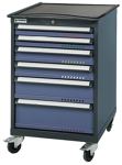 Schubladenschrank H992xB605xT695mm fahrb.2x75,2x100,1x150,1x200mm anthr./blau