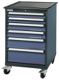 Schubladenschrank H992xB605xT695mm fahrb.2x75,2x100,1x150,1x200mm anthr./blau