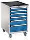 Schubladenschrank H992xB605xT695mm fahrb.2x75,2x100,1x150,1x200mm li.gr./li.bl.