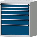 Werkbank B1500xT700xH890mm Buche massiv lichtgrau/blau 3 Schubl.1 Tür TECWERK