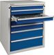 Werkbank B1500xT700xH890mm Buche massiv grau/blau 1Schubl.1Tür re.off.Fach TW