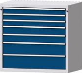 Werkbank B1500xT700xH890mm Buche massiv lichtgrau/blau 1Schubl.2Türen TECWERK