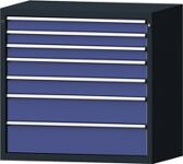 Werkbank B1500xT700xH890mm Buche massiv grau/blau NCS 1Schubl.2Türen TECWERK