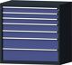 Werkbank B1500xT700xH890mm Buche massiv grau/blau NCS 1Schubl.2Türen TECWERK
