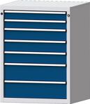 Werkbank B1500xT700xH840mm Buche massiv grau/blau 3Schubl. re.offenes Fach TW