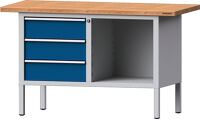 Schubladenschrank H1000xB910xT675mm lichtgrau/blau 7 Schubl.Vollaus.TECWERK