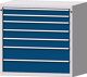 Werkbank B1500xT700xH840mm Buche massiv lichtgrau/blau 4 Schubl.1 Tür TECWERK