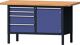 Werkbank B1500xT700xH840mm Buche massiv grau/blau NCS 4 Schubl.1 Tür TECWERK