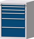 Werkbank B1500xT700xH890mm Buche massiv lichtgrau/blau 4 Schubl.1 Tür TECWERK