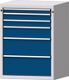 Werkbank B1500xT700xH890mm Buche massiv lichtgrau/blau 4 Schubl.1 Tür TECWERK