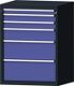 Schubladenschrank H1000xB760xT675mm grau/taubenblau NCS 6 Schubl.Vollauszug