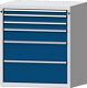 Werkbank B1500xT700xH840mm Buche massiv lichtgrau/blau 2Schubl.2Türen TECWERK