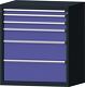 Schubladenschrank H1000xB910xT675mm grau/taubenblau NCS 6 Schubl.Vollauszug