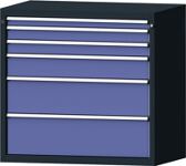 Werkbank B1500xT700xH890mm Buche massiv grau/blau NCS 2Schubl.2Türen TECWERK
