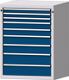 Schubladenschrank H1000xB760xT675mm lichtgrau/blau 9 Schubl.Vollauszug TECWERK