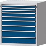 Schubladenschrank H1000xB910xT675mm lichtgrau/blau 9 Schubl.Vollauszug TECWERK