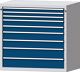 Schubladenschrank H1000xB1060xT675mm lichtgrau/blau 9 Schubl.Vollauszug TECWERK