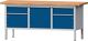 Werkbank B2000xT700xH890mm Buche massiv lichtgrau/blau 2Schubl.3Türen TECWERK
