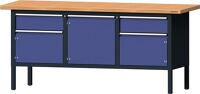Schubladenschrank H1000xB760xT675mm grau/taubenblau NCS 5 Schubl.Vollaus.TECWERK