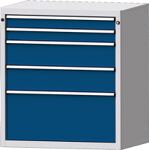 Schubladenschrank H1000xB910xT675mm lichtgrau/blau 5 Schubl.Vollauszug TECWERK