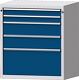Schubladenschrank H1000xB910xT675mm lichtgrau/blau 5 Schubl.Vollauszug TECWERK