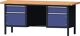 Werkbank B2000xT700xH840mm Buche massiv grau/blau NCS 2Schubl.2Türen TECWERK
