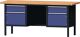 Werkbank B2000xT700xH890mm Buche massiv grau/blau NCS 2Schubl.2Türen TECWERK