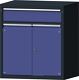Werkbank B2000xT700xH890mm Buche massiv grau/blau NCS 3Schubl.2Türen TECWERK
