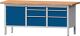 Werkbank B2000xT700xH840mm Buche massiv lichtgrau/blau 6Schubl.1Tür TECWERK