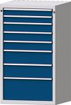 Werkbank B2000xT700xH890mm Buche massiv lichtgrau/blau 6Schubl.1Tür TECWERK