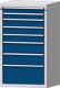 Werkbank B2000xT700xH890mm Buche massiv lichtgrau/blau 6Schubl.1Tür TECWERK
