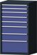 Werkbank B2000xT700xH890mm Buche massiv grau/taubenblau,NCS 6Schubl.1Tür TECWERK