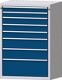Schubladenschrank H1300xB910xT675mm lichtgrau/ blau 8 Schubl.Vollauszug TECWERK