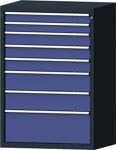 Schubladenschrank H1300xB910xT675mm grau/taubenblau NCS 8 Schubl.Vollaus.TECWERK