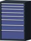 Schubladenschrank H1300xB910xT675mm grau/taubenblau NCS 8 Schubl.Vollaus.TECWERK