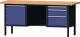 Werkbank B2000xT700xH890mm Buche massiv grau/taubenblau,NCS 3Schubl.1Tür TECWERK