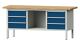 Werkbank B2000xT700xH890mm Buche massiv lichtgrau/blau 6Schubl.TECWERK