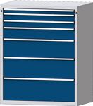 Schubladenschrank H1300xB1060xT675mm lichtgrau/blau 7 Schubl.Vollauszug TECWERK