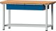 Werkbank B1500xT700xH840mm Buche massiv lichtgrau/blau 2 Schubl.TECWERK