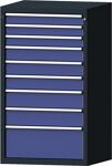 Schubladenschrank H1300xB760xT675mm grau/taubenblau NCS 9 Schubl.Vollaus.TECWERK