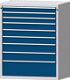 Schubladenschrank H1300xB1060xT675mm lichtgrau/blau 9 Schubl.Vollauszug TECWERK