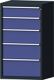 Schubladenschrank H1300xB760xT675mm grau/taubenblau NCS 5 Schubl.Vollaus.TECWERK