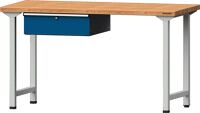 Werkbank B1500xT700xH840mm Buche massiv lichtgrau/blau 1 Schubl.TECWERK
