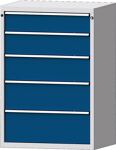 Schubladenschrank H1300xB910xT675mm lichtgrau/blau 5 Schubl.Vollauszug TECWERK