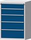 Schubladenschrank H1300xB910xT675mm lichtgrau/blau 5 Schubl.Vollauszug TECWERK