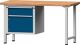Werkbank B1500xT700xH840mm Buche massiv lichtgrau/blau 1Schubl.1Tür TECWERK